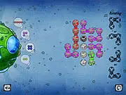 Astroslugs online puzzle game screenshot, matching geometric shapes into cosmic spheres