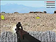 Aliens in the Desert survival shooter game screenshot showing the player defending against multiple waves of alien enemies in a barren desert setting