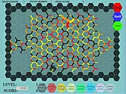 Spokes free online puzzle game, connecting chains of same-colored spokes to clear the board and prevent overflow.