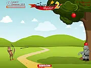 Sherwood Shooter 2 online free archer game, aiming an arrow at an apple on a zombie's head