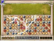 Screenshot of Civibattle free online game showing a match-3 puzzle board next to an empire-building map