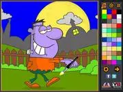 Online coloring page featuring the outline of a friendly character named Walking Frankie, ready to be colored in the free online game.