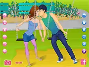 Swing Date free online dress up game with a romantic couple on a swing set, casual fashion game for PlayArcadeHub