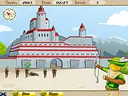 Free online archery game Medieval Archer 3 where the player shoots arrows at bulls-eye targets and attacking knights from a castle.