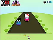 Hello Kitty Car Race online game screenshot, play free Hello Kitty racing game, cute car race game on PlayArcadeHub