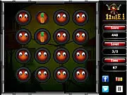 Fruits Match Online game screenshot – Memory puzzle game grid showing flipped cards with various colorful fruits