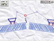 Gameplay screenshot from Save the Dummy Levels Pack, showing a ragdoll character dangling over spikes and an object ready to be cut