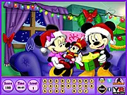 Screenshot of the Mickey Mouse Alphabet Hunt online game, showing a classic Walt Disney scene with hidden letters camouflaged in the image.