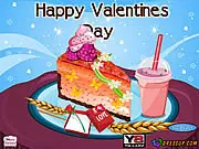Valentines Cheesecake Decor free online game screenshot showing a romantic decorated cheesecake with hearts and berries