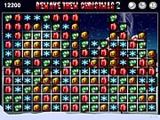 Play Remove Them Christmas 2 free online puzzle game. Screenshot of festive blocks (presents, ornaments) on a game board ready to be matched and removed.