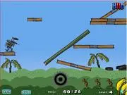 Shoot The Monkey free online game screenshot, defense robot shooting monkeys, planet Arreq defense game