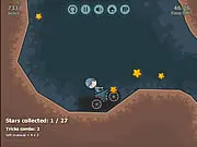 Free online gameplay screenshot of Ci Racing showing a small black anti-gravity car driving around a colorful circular track to collect yellow stars