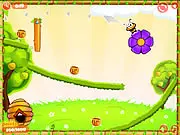 Funny Bees free online puzzle game, helping bees reach their hive and collect honey pots across levels