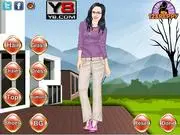 Screenshot of Emily Blunt Dress Up game showing a celebrity fashion stylist choosing a dress and accessories online