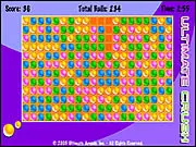 Screenshot of Ultimate Crush ball popping puzzle game with many colored balls aligned on a grid
