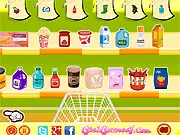 Super Mom Shopping online game screenshot featuring a mom and child at a store