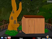 Blue Tit Escape Origins game screen showing two blue tit birds trapped in a cage in a point-and-click puzzle scene