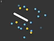 Circular free online game screenshot showing a tube rotating around a center point, collecting yellow circles and avoiding blue ones