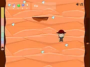 Jack In A Golden Trap free online game screenshot, gold miner running to escape a gnome in a dark mine tunnel, PlayArcadeHub