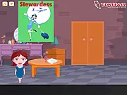 Go Stewardess Go dress-up game screenshot, flight attendant choosing a stylish uniform and accessories, PlayArcadeHub