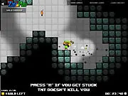 Bazooka Boy game screenshot, pixelated destruction, boy firing a bazooka, free online physics game
