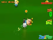 Screenshot of Gold Medal football online game showing a player kicking a soccer ball down a field towards golden medals and other standing players