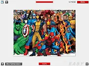 Fighting Heroes Jigsaw game screen showing a partially completed puzzle with various fighting champions. Play free online puzzle game.