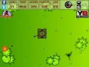 A military tank shooting a cannon at enemy targets on a battlefield in the free online game Battle Tank Shoot