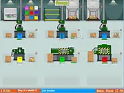 Free online game Factory Rush, showing a production line with machines inside a factory