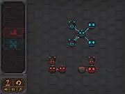 Netbots free online logic puzzle game, mousing over electronic bots to use patterns and solve the grid