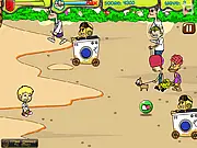 The Alan Show game screen showing the three heroes, Alan, Mr. CAK, and Smith, fighting enemy troops in the Desert Kingdom
