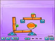 Wooden Pieces puzzle game showing a complex structure of wooden blocks and the single red block that needs to be removed