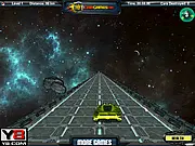 Screenshot of the Space Highway online game showing an armed race car shooting at enemy vehicles on a futuristic track
