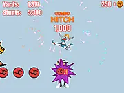 Screenshot of Varsity Stacey free online game, showing the main character being tossed into the air to perform cheerleading stunts for a high score on PlayArcadeHub