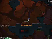 Screenshot of Lava Climber free online game, showing the character jumping over spikes to avoid the rising lava on PlayArcadeHub