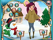 Winter Circle Scarf Dress Up online free game, style winter outfits with infinity scarves, fashion accessory game
