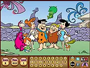Screenshot of the Flintstones Hidden Alphabets online game, showing Fred Flintstone and Barney Rubble with hidden letters in the image