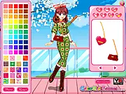 Nina, the main character of Romantic Valentine Design, modeling a beautiful custom dress with elegant accessories for her Valentine's date