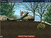 Play Off-Road Master online free bike trials game, balance motorcycle over logs and rocks, challenging physics game with save points