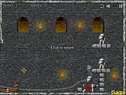 Catapult Round Trip free online game, launching projectile at knights, play physics game on PlayArcadeHub