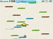 Doodle Jump free online skill game, graffiti monster jumping on platforms, avoid black holes and broken platforms, PlayArcadeHub