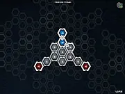 Screenshot of the .Hack strategic online game showing a digital grid battlefield with blue cells expanding against red enemy cells.