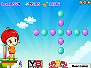 Balloon Pop Flash free online game, Emy popping balloons with darts, strategic arcade game on PlayArcadeHub