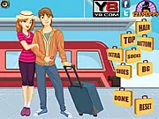 Youthful Couple Dress Up free online game screenshot, showing a young male and female couple being styled with trendy clothes and accessories, fashion game
