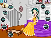 High Class Beauty Dressup game screen featuring a model in a luxury gown and diamond accessories, available to play free online