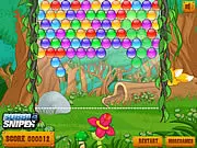 Jungle Bubble Shooter game screen showing colored bubbles clustered at the top and a shooter ready to launch a new bubble from the bottom, free online game