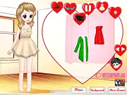Screenshot from Valentine Kiss couple dress up game showing the stylishly dressed couple posing together on their date night.