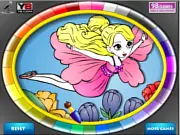 Free online coloring game featuring a flying fairy in the sky, ready for color