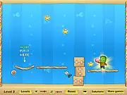 Feed With Brains free online zombie puzzle game screenshot, guiding a brain to Mr. Choper