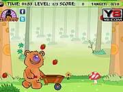 Play Catch the Fruit free online game, help the bear collect falling fruit, fun casual arcade game on PlayArcadeHub